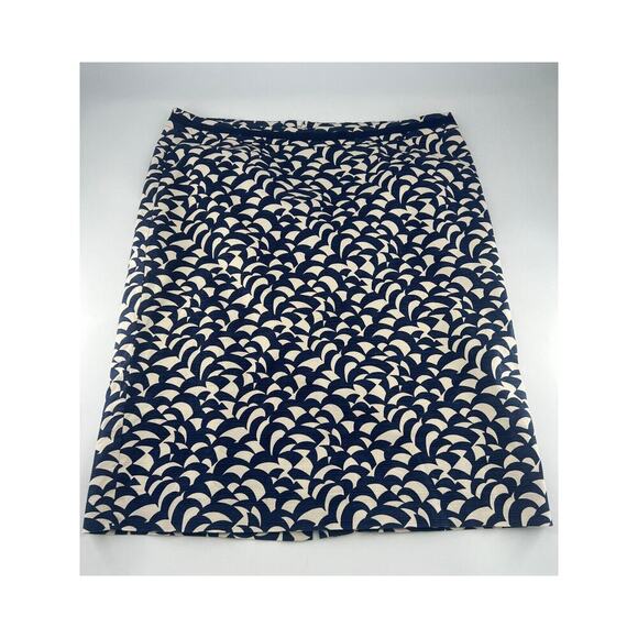 Boden Dresses & Skirts - Boden Pencil Skirt Womens Size 16 L Blue Cream Knee Length Minimalist Career Zip